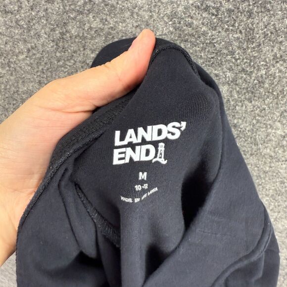 Lands' End Pants Women M Medium Black High Rise Flat Front Flared Pull On Cotton - Picture 4 of 7